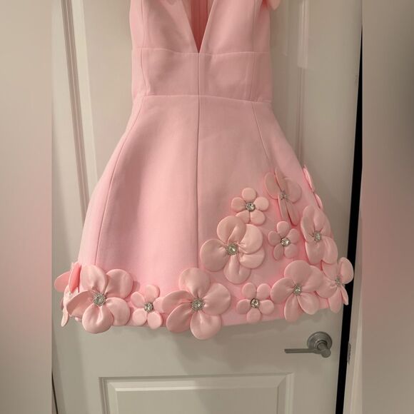 NWOT BRONX AND BANCO Estelle Blush Mini Dress ,Elegant Pink Floral - Picture 8 of 15